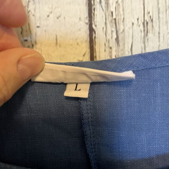 Bryn Walker Womens Linen Tunic Tank Dress Size L Elastic Hem Lagenlook Blue - Picture 6 of 14